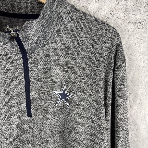 Dallas Cowboys Authentic NFL 1/4 Zip Men Pullover Polyester Size XL Heather Gray - Picture 3 of 6
